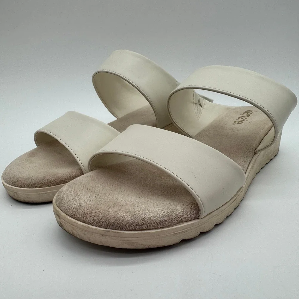 Kensie‎ Endy Comfort Beige Double Strap Slide Sandals Women's Size 8